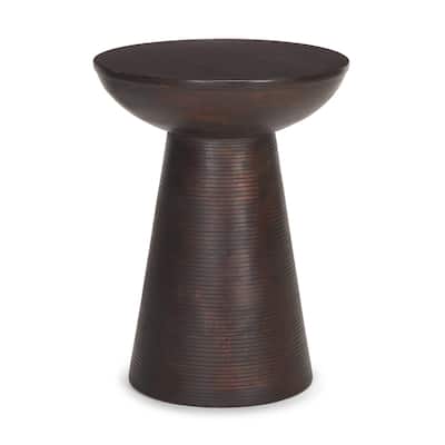 Novell Dark Brown Wood Pedestal Side Table