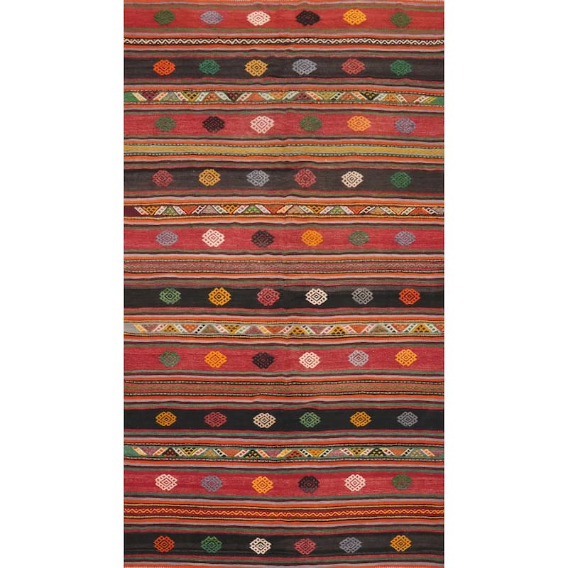 Hand Woven Oriental 100% Wool Carpet Southwestern Tribal Multi-Colored Kilim Area Rug - 10' 0'' X 5' 10''