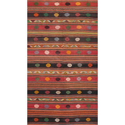 Hand Woven Oriental 100% Wool Carpet Southwestern Tribal Multi-Colored Kilim Area Rug - 10' 0'' X 5' 10''