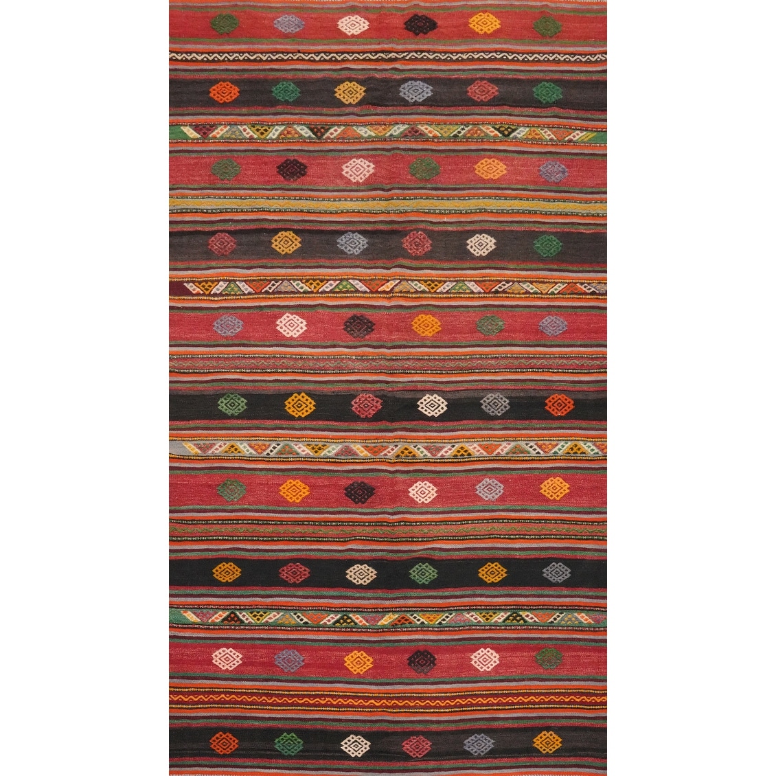 Hand Woven Oriental 100% Wool Carpet Southwestern Tribal Multi-Colored Kilim Area Rug - 10' 0'' X 5' 10''