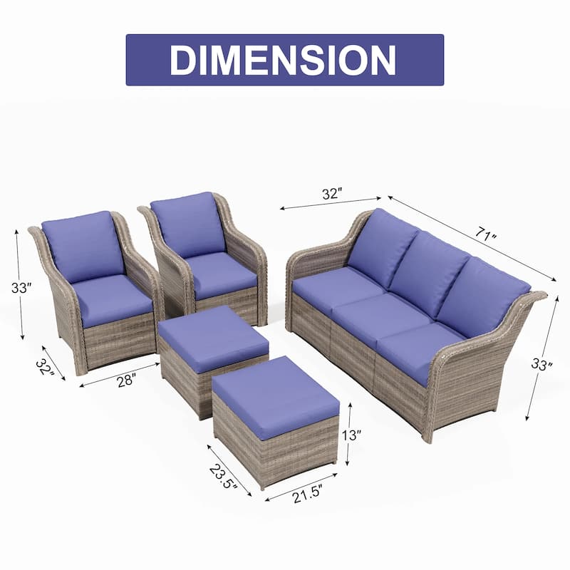 Zenova Patio Conversation Sets,Wicker Rattan Chairs Sofa Sets,Patio Furniture Seating