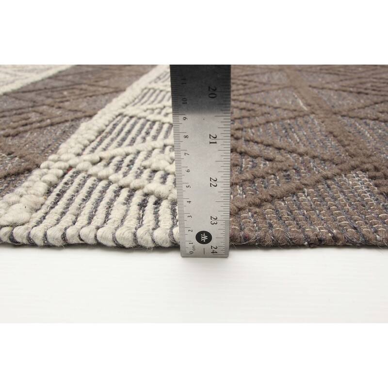 ECARPETGALLERY Braid weave Sienna Brown Wool Rug - 6'1 x 9'1