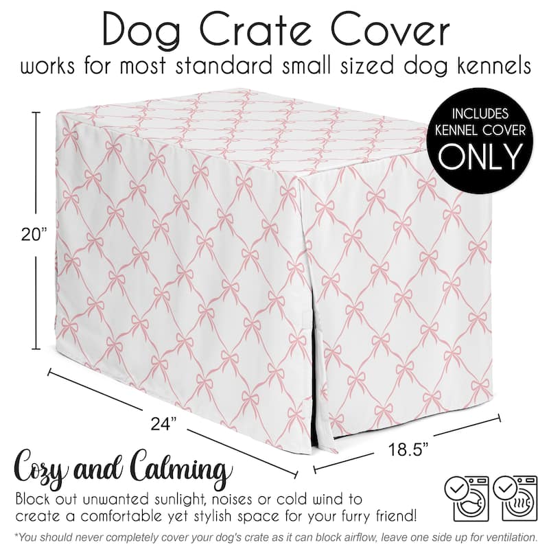 Sweet Jojo Designs Pink Bows Dog Crate Kennel Cover 24in. -Blush Elegant Bow for the Ballerina Ballet Dancer Princess Collection