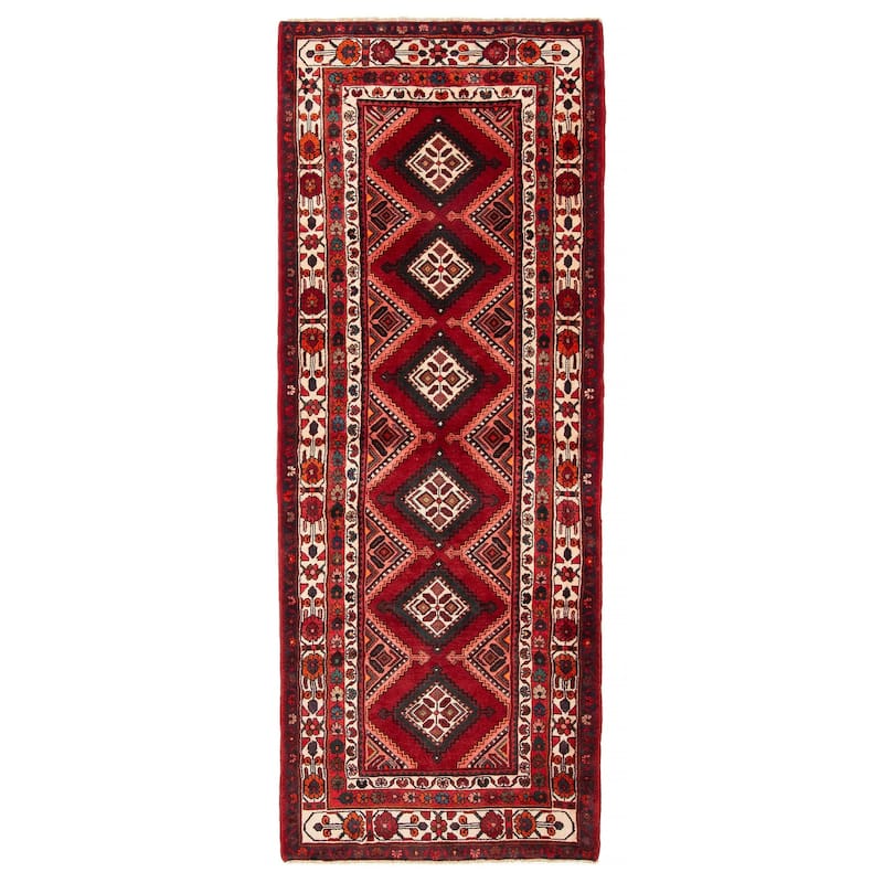 ECARPETGALLERY Hand-knotted Anadol Red Wool Rug - 3'7 x 9'3 - Red - 3'7 x 9'3