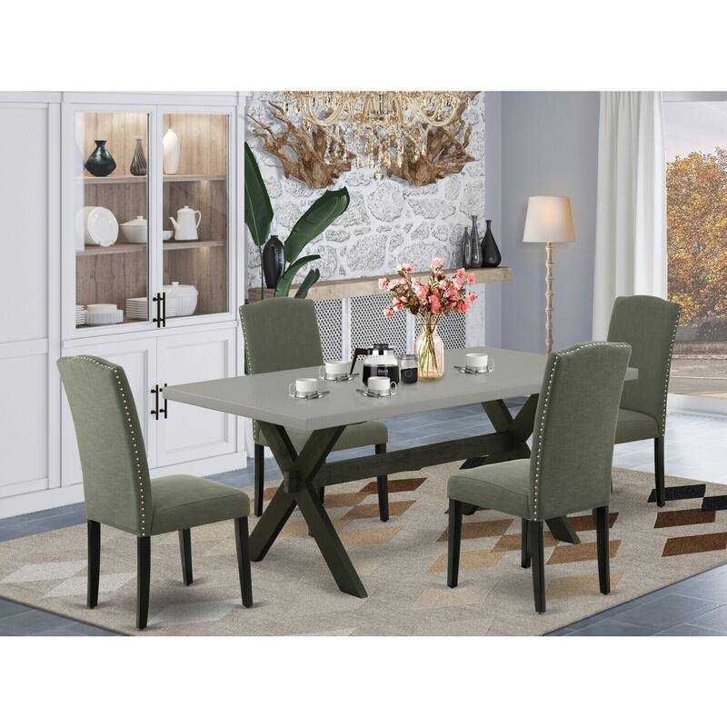 5-Piece Dining Room Table Set with 4 Parsons Chairs - Modern Rectangular Kitchen Table - 72