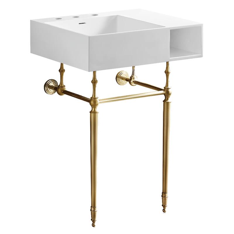 Kingston Brass Aurelius 24" Solid Surface Console Sink with Brass Legs (8-Inch, 3-Hole)