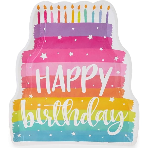 Birthday Cake DieCut Paper Plates (15 x 13 in, 24 Pack) Bed Bath