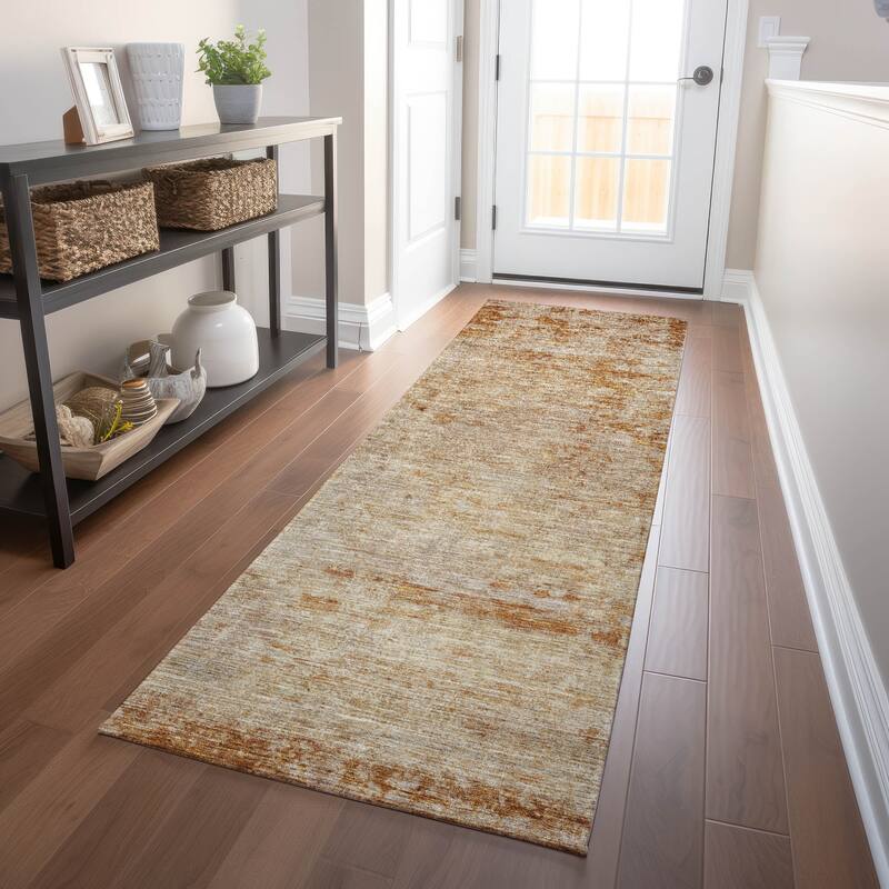 Machine Washable Indoor/ Outdoor Abstract Ombre Chantille Rug - Copper - 2'3" x 7'6"