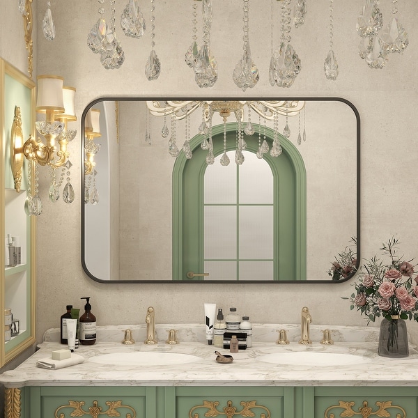 Wall Mounted Bathroom Mirror with Round Corner - On Sale