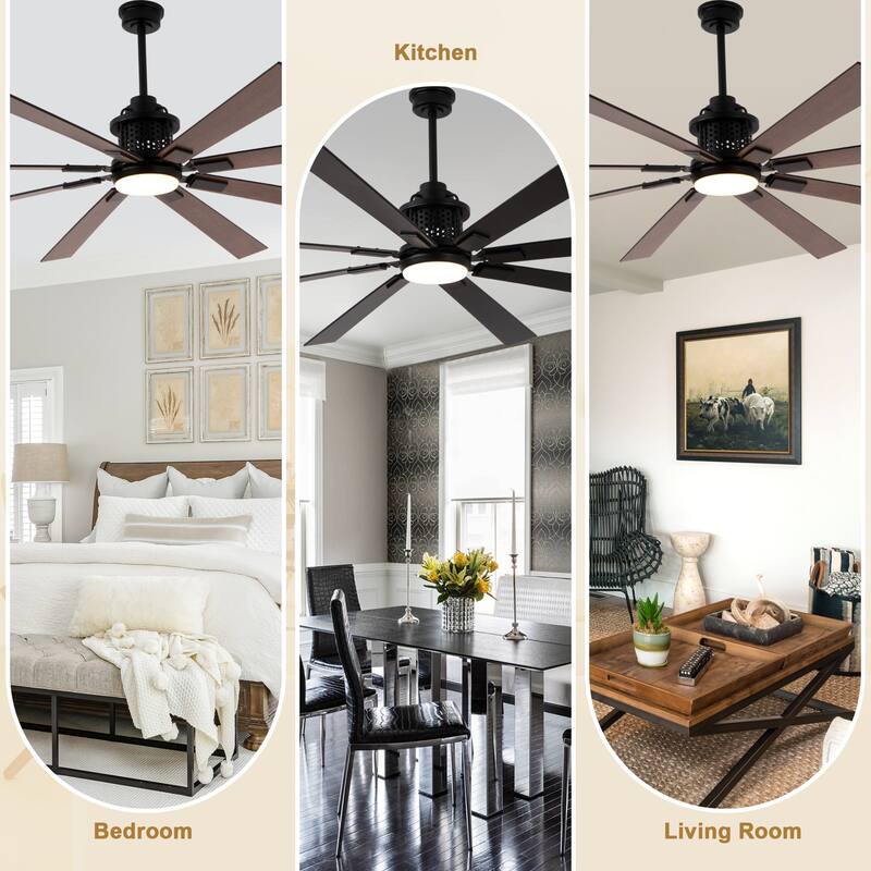 Bella Depot 72" Black Industrial Ceiling Fan with Light and Remote