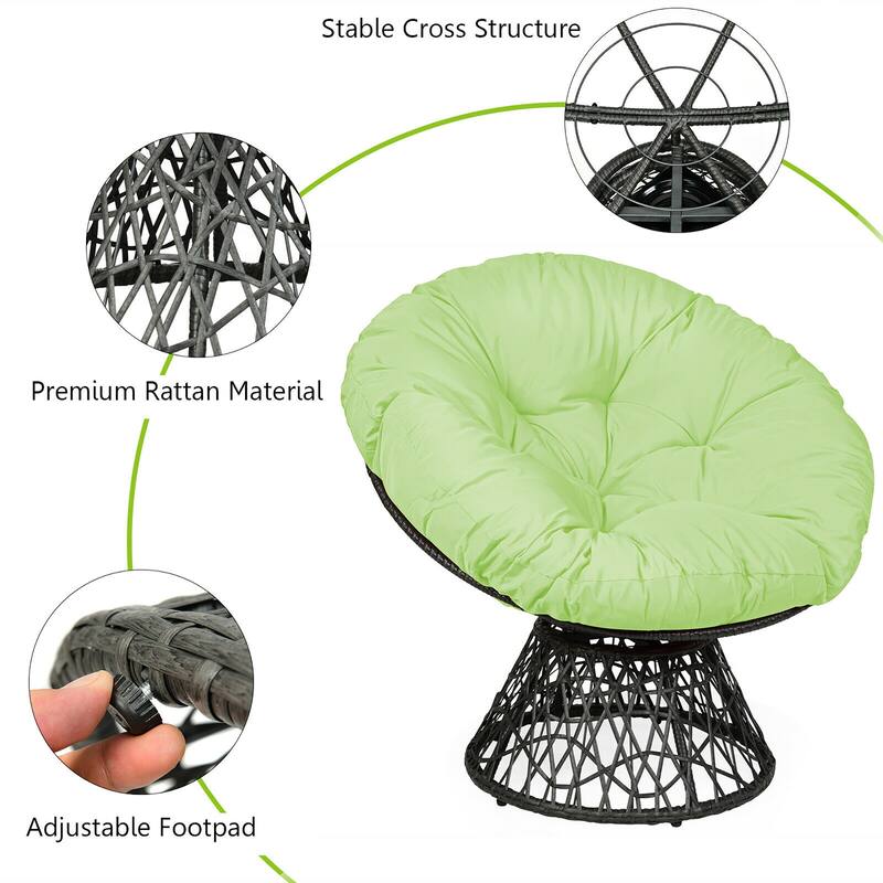 Costway Rattan Papasan Chair Ergonomic Chair 360-degree Swivel Soft