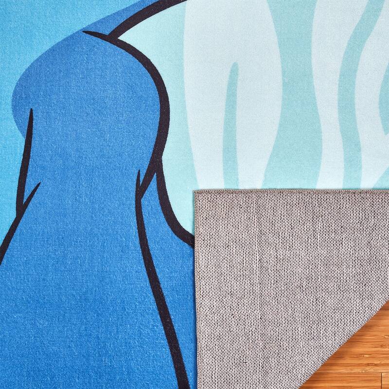 Licensed Disney Stitch Modern Hawaiian Character Printed Flannel Non-Slip Washable Indoor Kids Area Rug, 54"x78" - 4'6"x6'6"