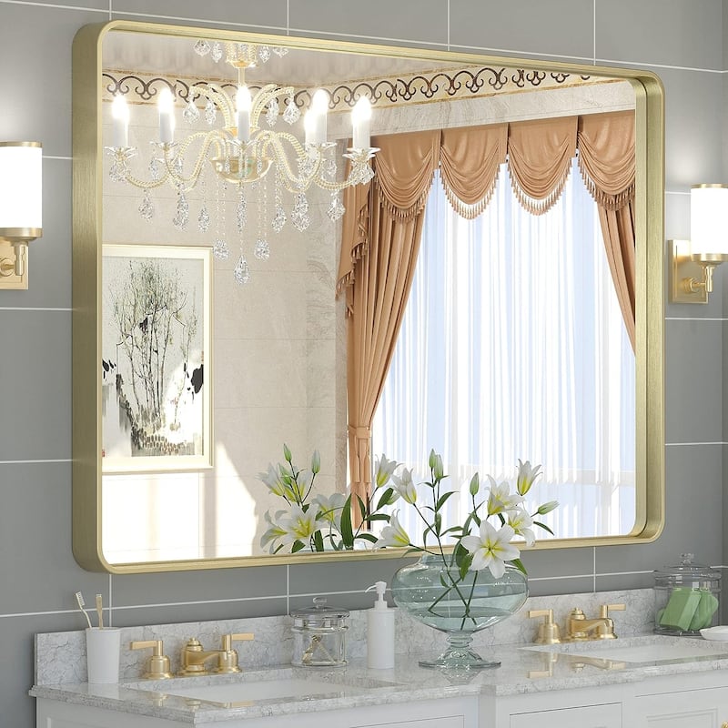 TETOTE Modern Bathroom Vanity Mirror Metal Frame Wall Mounted