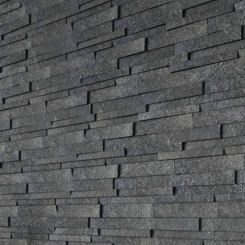 Linear Lines 6 in. x 12 in. Split Face Slate Wall Tile - Platinum Stone - 6 in. x 12 in.