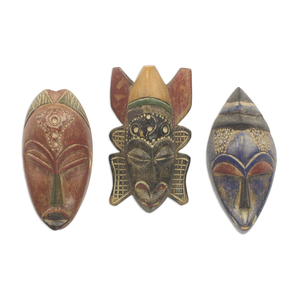 Novica Handmade Mawunyo African Wood Masks (Set Of 3)