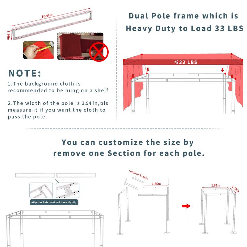 Heavy Duty Wedding Backdrop Stand Height Adjustable Canopy Frame - 9.84x9.84x9.84ft