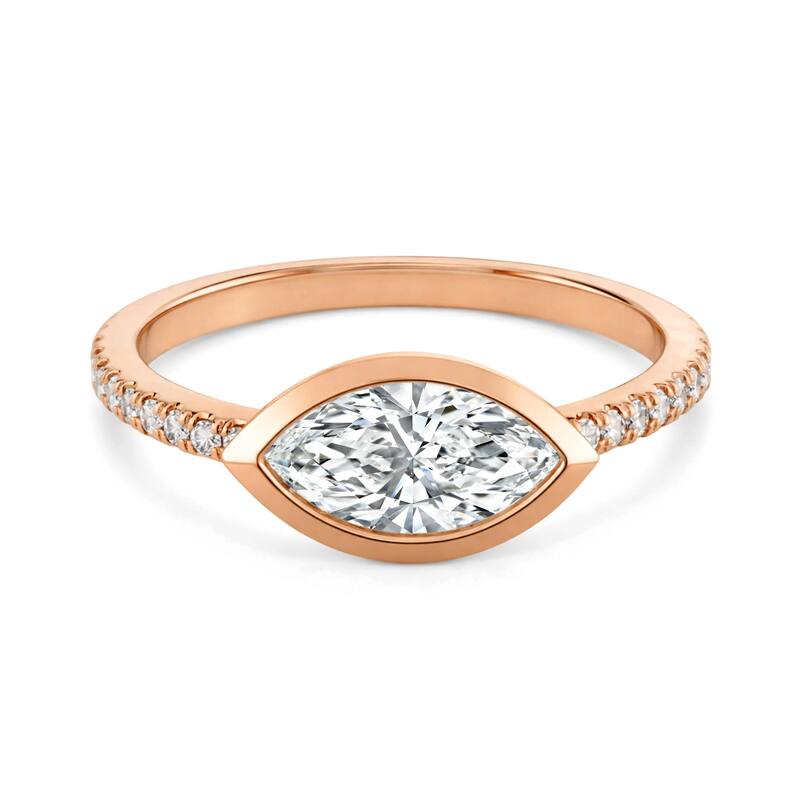 Auriya 14K Gold Bezel Marquise Diamond Engagement Ring 1.00 - 5.00ct. tw. (F-G, VS) - 2.00 carats - 5.5 - Rose