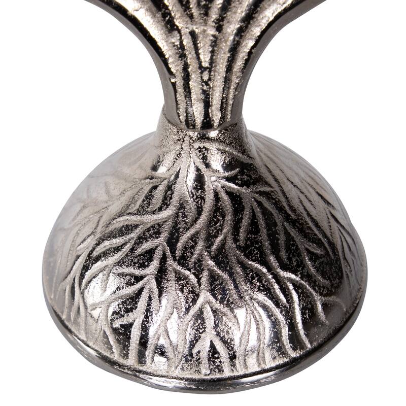 Textured Tree Branch Textured Metal Hanukkah Menorah - 15.5" - Nickle Silver