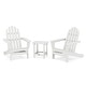 preview thumbnail 1 of 4, POLYWOOD Classic Adirondack 3-Piece Set with South Beach 18" Side Table White