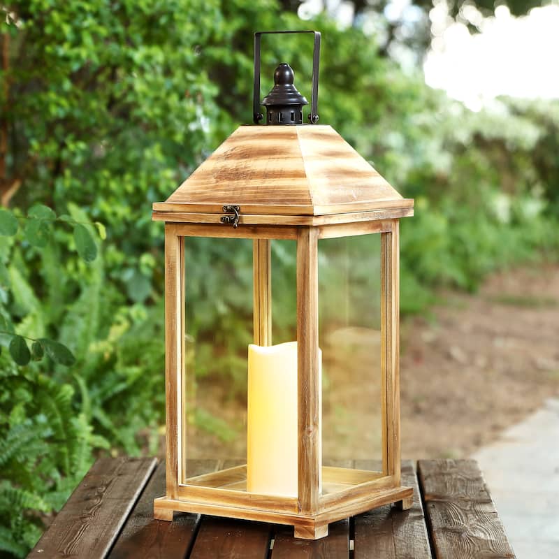 SAFAVIEH Lighting Lobar Outdoor Lantern - 10" W x 10" D x 26" H - 10Wx10Dx26H
