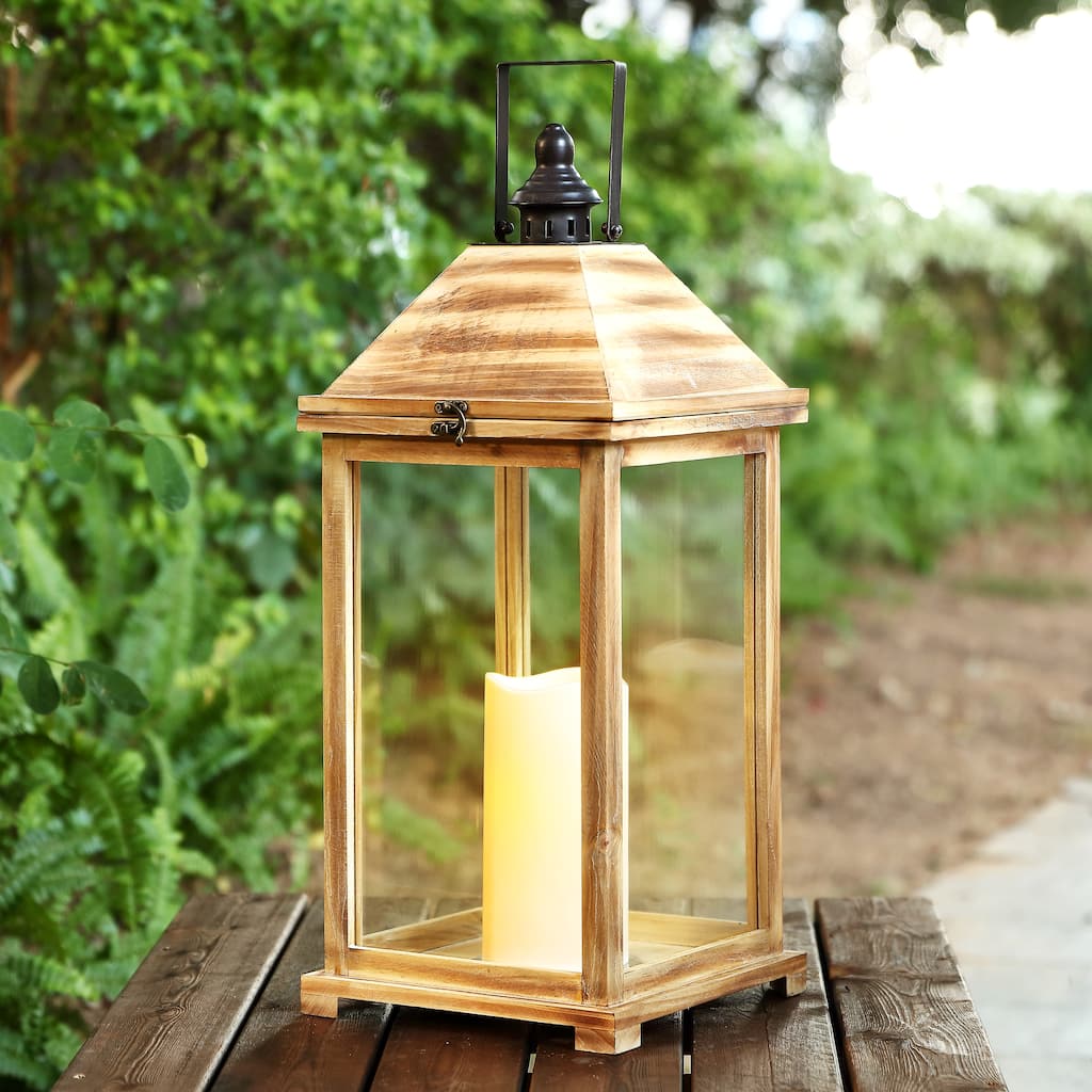 SAFAVIEH Lighting Lobar Outdoor Lantern - 10" W x 10" D x 26" H - 10Wx10Dx26H