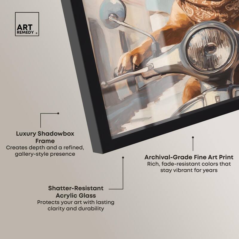 Doxxie on a Scooter Drive Shadowbox by Art Remedy