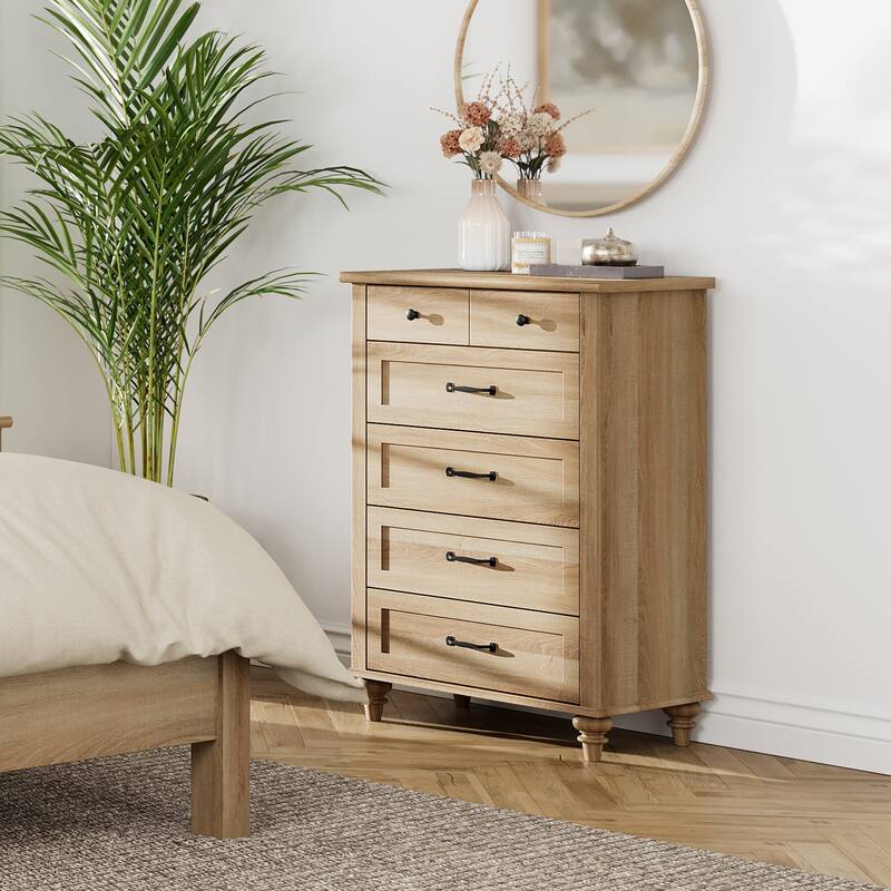 Wood Kid Dresser with 5 Drawers, Farmhouse Baby Dressers for Kids Room