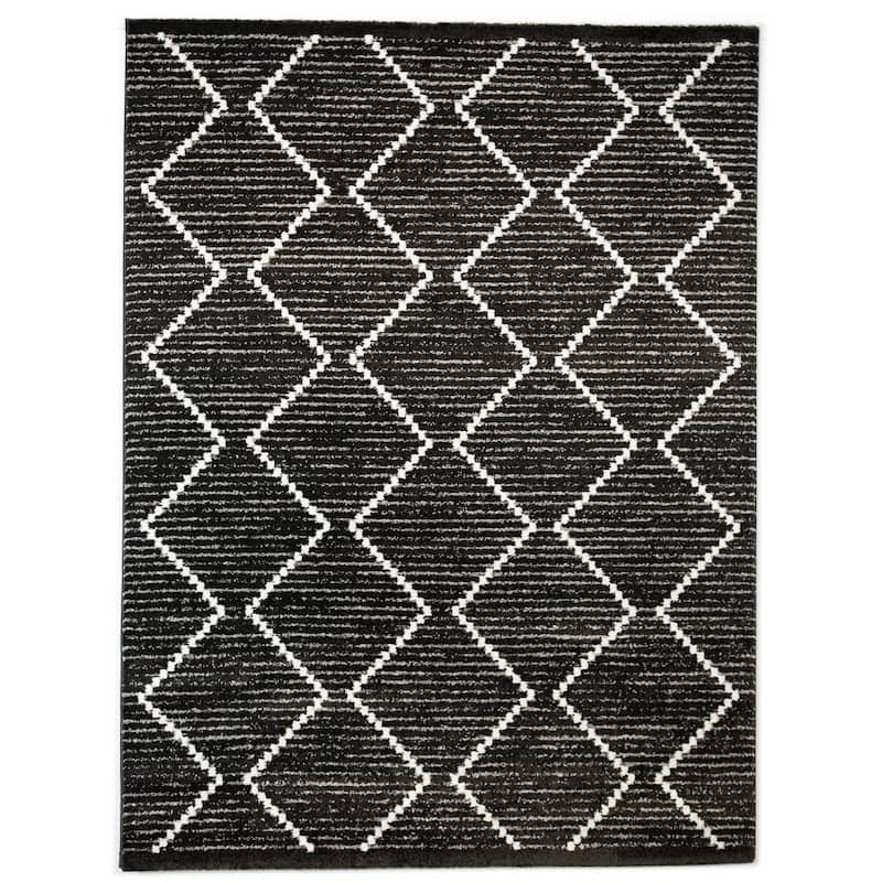 Oscar Modern Geometric Chevron Area Rug - 8'9" x 12' - Black