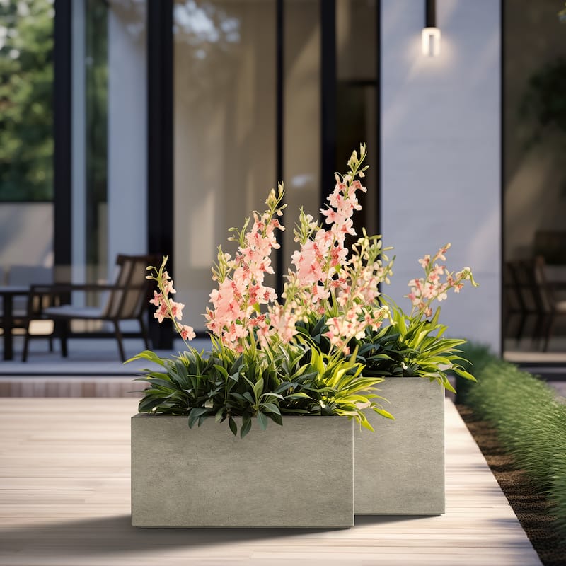 Tall Concrete Rectangle Plant Boxes / Large Indoor and Outdoor Flower Planters
