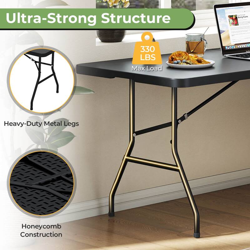 Costway 6' Folding Table Portable Plastic Indoor Outdoor Picnic Party