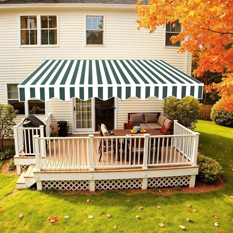 MCombo13x8Feet Manual Retractable Patio Door Window Awning Sunshade Shelter Outdoor Canopy