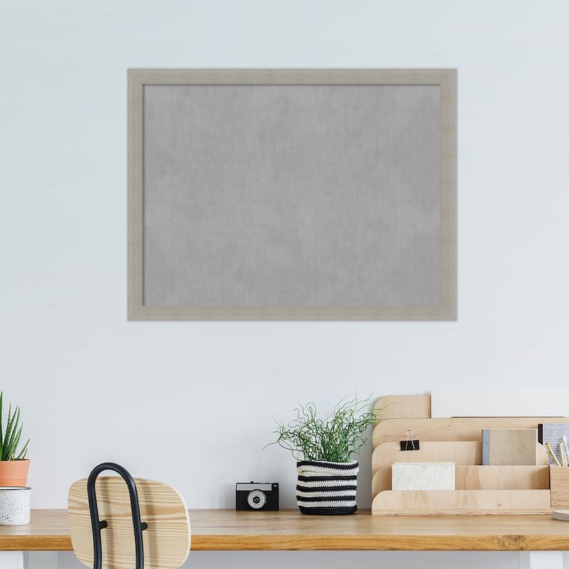 Amanti Art Woodgrain Stripe Grey Framed Magnetic Board