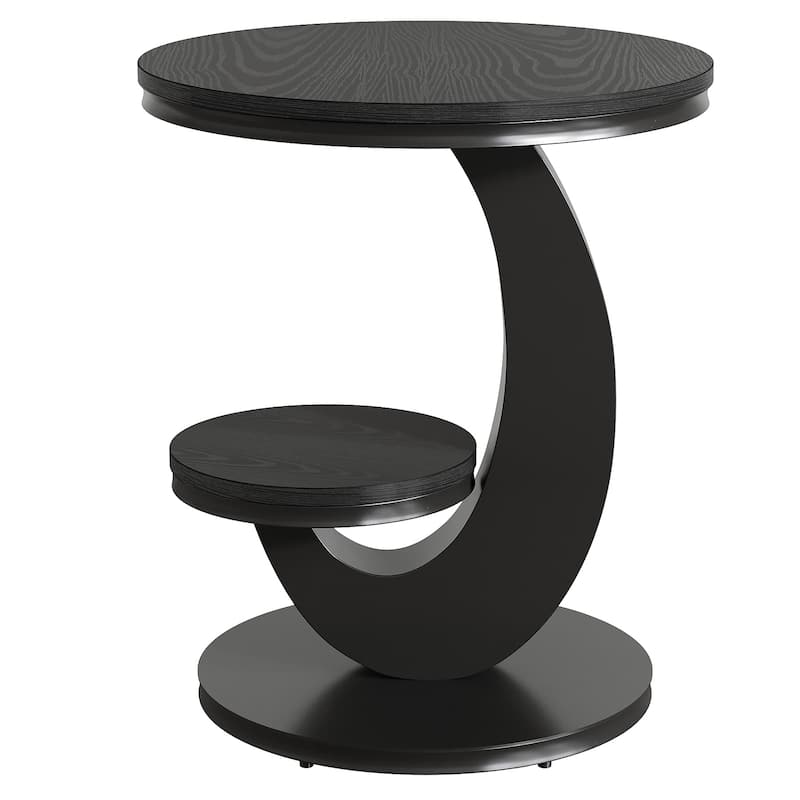 End Table with Storage Shelf, Wood Sofa Side Bedside Nightstand, Accent Snack Table for Living Room Bedroom