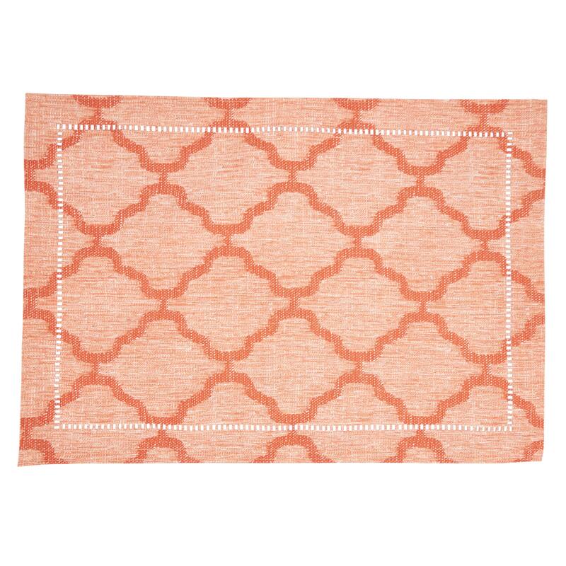 Placemats With Laser-Cut Hemstitch Design (Set of 4) - 14"x20" - Orange