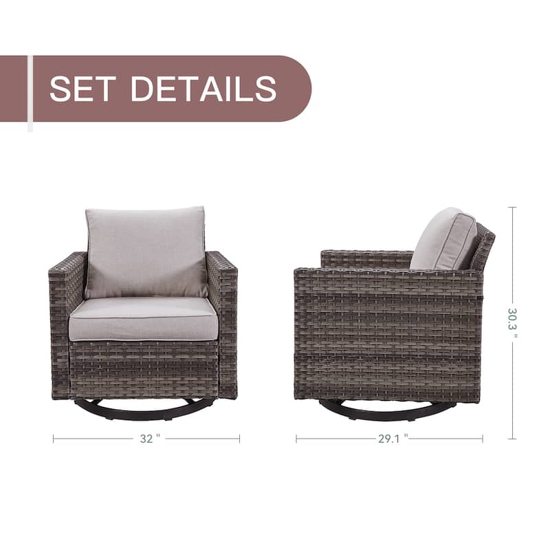 2PCS Gymojoy Outdoor Patio Swivel Chairs with Cushion