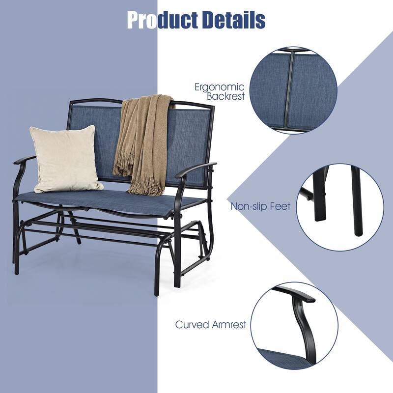 Gymax Patio Glider Rocking Bench Double 2 Person Chair Loveseat Garden