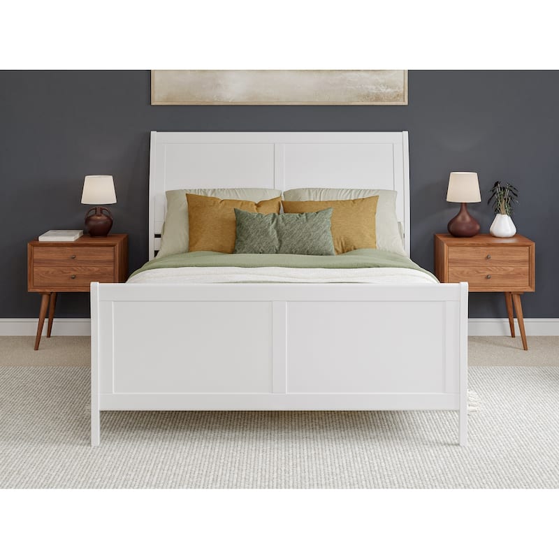 Valencia Solid Wood Low Profile Sleigh Platform Bed with Matching Footboard