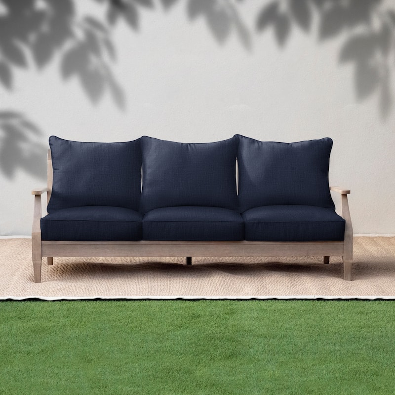Sorra Home Indoor/Outdoor Deep Seating Sofa Pillow and Cushion Set - 25 x 25 x 5 Sofa Pillow Cushion Set Corded - Indigo