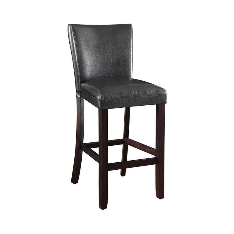 29 Inch Wood Bar Stool, Set of 2, Cappuccino Brown, Black