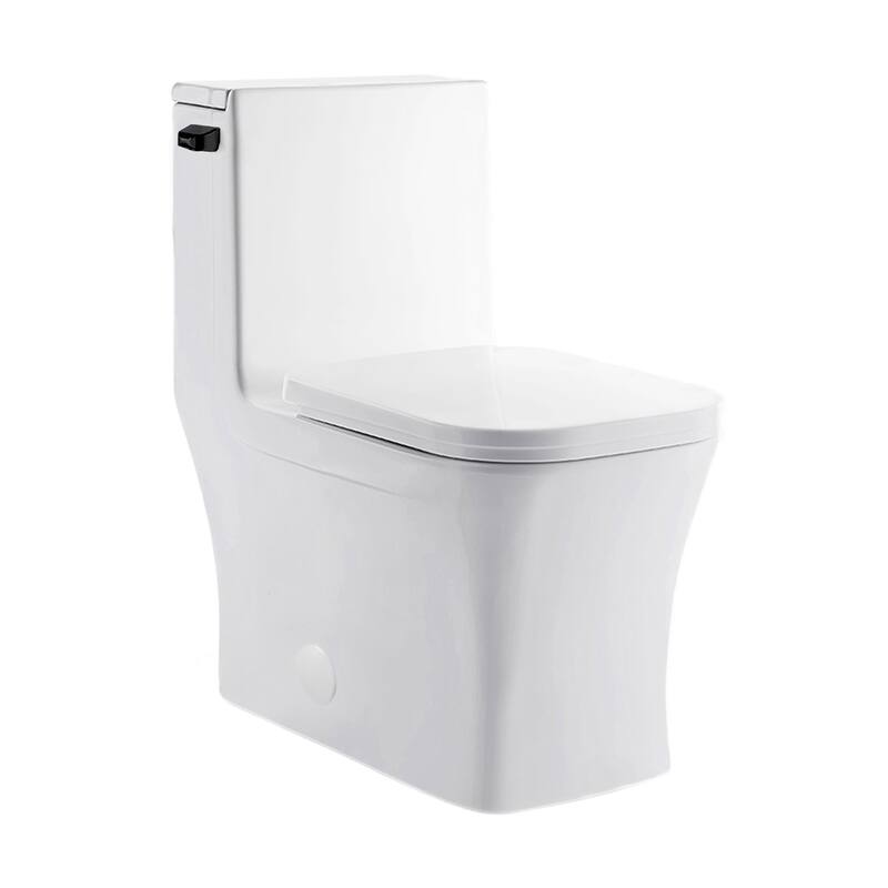 Concorde One-Piece Square Toilet Side Flush, Black Hardware 1.28 gpf - Glossy White