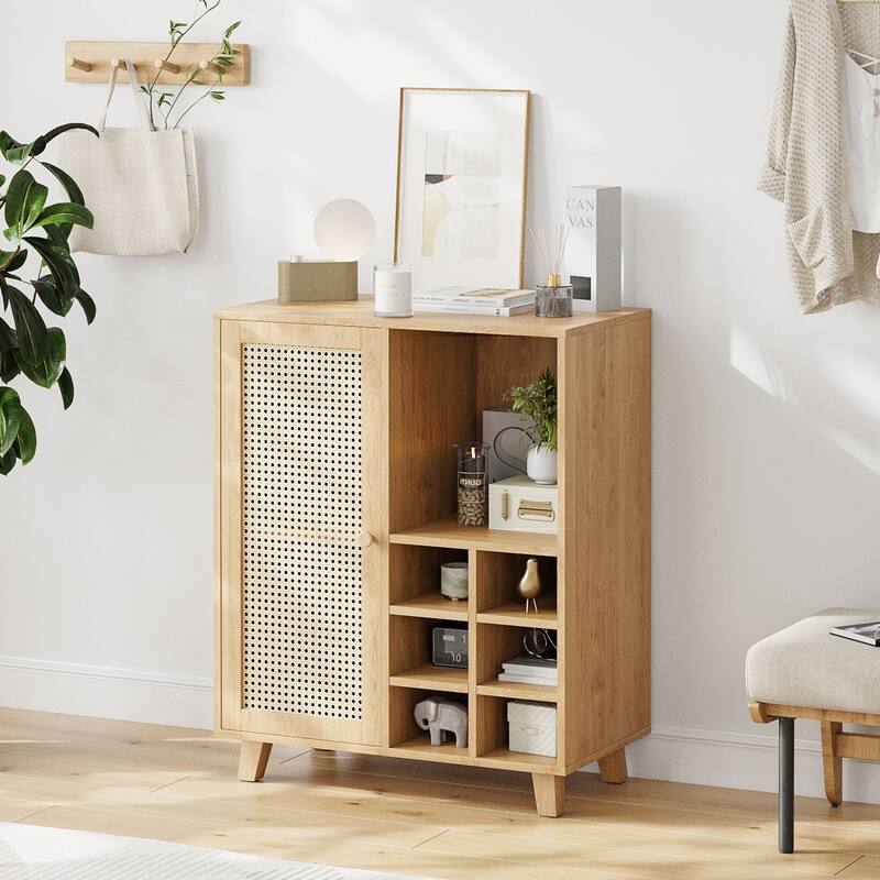 Sideboard Cabinet with Storage, 34 Inch Wine Bar Cabinet with Wine Racks, Buffet Cabinets for Home, Living Room