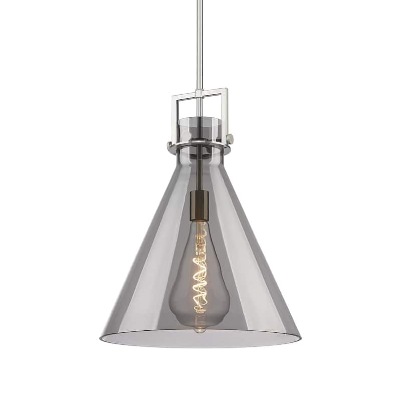 Innovations Lighting 411-1SL-20-16 Newton Cone Pendant Newton Cone 16" - Satin Nickel / Plated Smoke