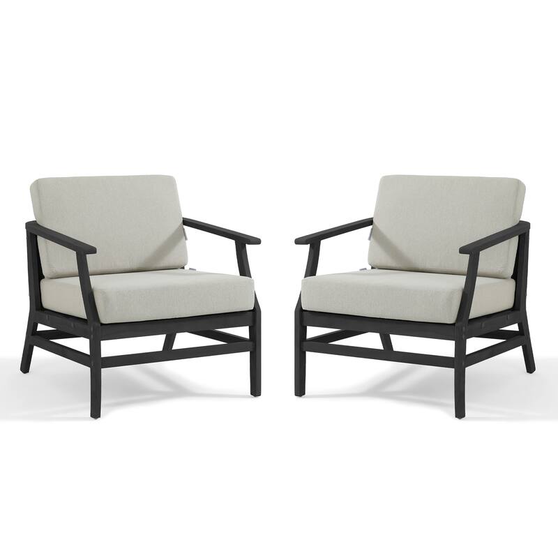 5-Piece Outdoor Teak Wood Patio Conversation Set with Cushions