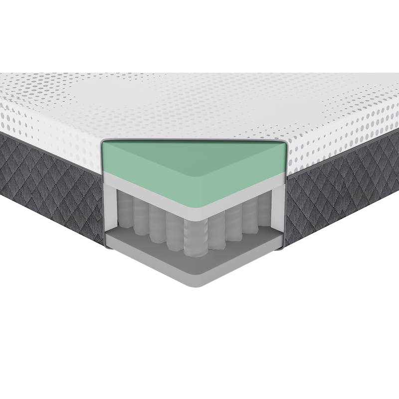 12" Plush Foam Pocket Coils Mattress, Green Tea Gel-Infused Memory Foam Hybrid Mattress in a Box