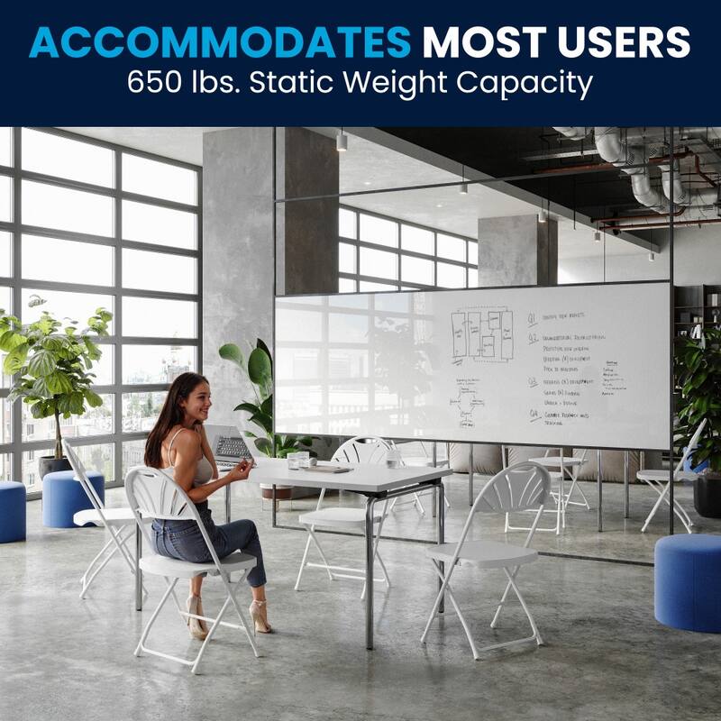 8 Pack 650 lb. Capacity Plastic Fan Back Folding Chair