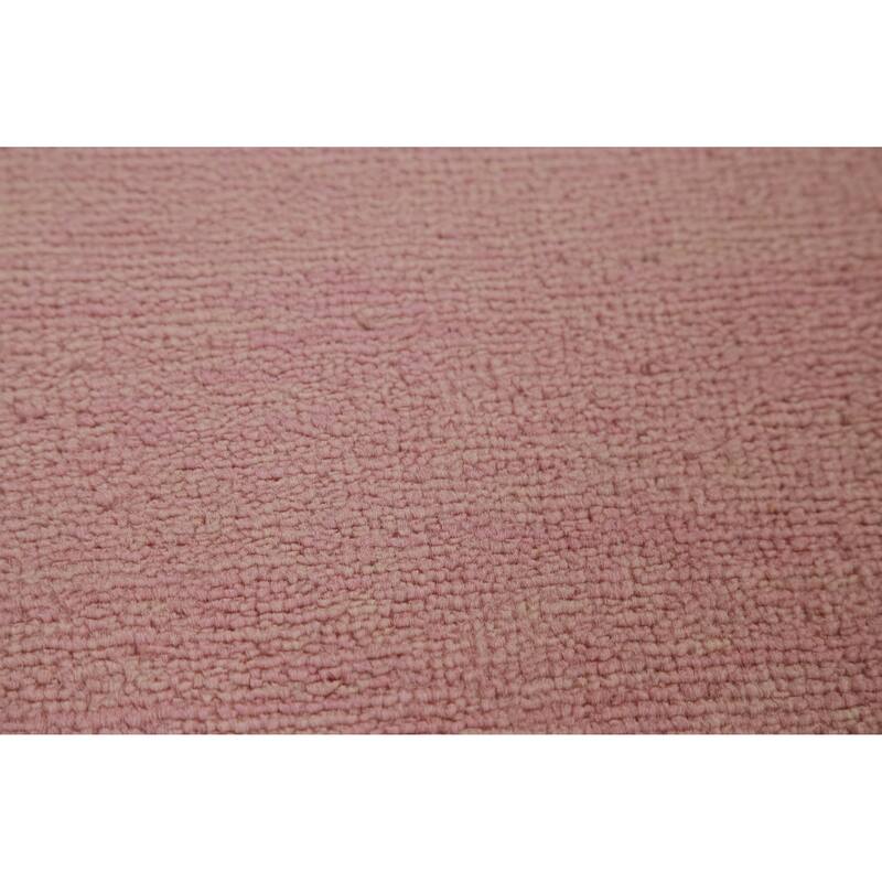 Hand Knotted Oriental 100% Wool Carpet Modern Solid Pink Gabbeh Runner Rug - 10' 1'' X 3' 1''