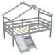 preview thumbnail 18 of 17, Luxuriant Twin Low Loft House Kids Bed with Slide,Ladder and Safety Guardrails,House Roof Frame