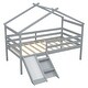 preview thumbnail 17 of 17, Twin Size Low Loft Bed for Kids, House-Shaped Loft Bed Frame w/ Slide & Ladder Junior Loft Bed for Girls Boys-Safety Guardrails