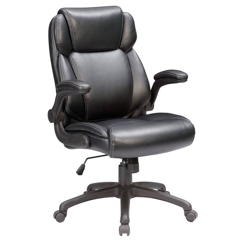 Bonded Leather Office Chair with Butterfly Mechanism and Adjustable Armrests
