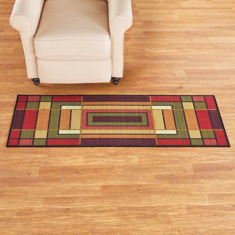Elegant Color Block Skid-Resistant Accent Rug - 22" x 60"